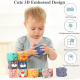 Set 12 cuburi moi cu margini rotunjite pentru bebelusi, Animale 3D, 6 luni+, EB1027